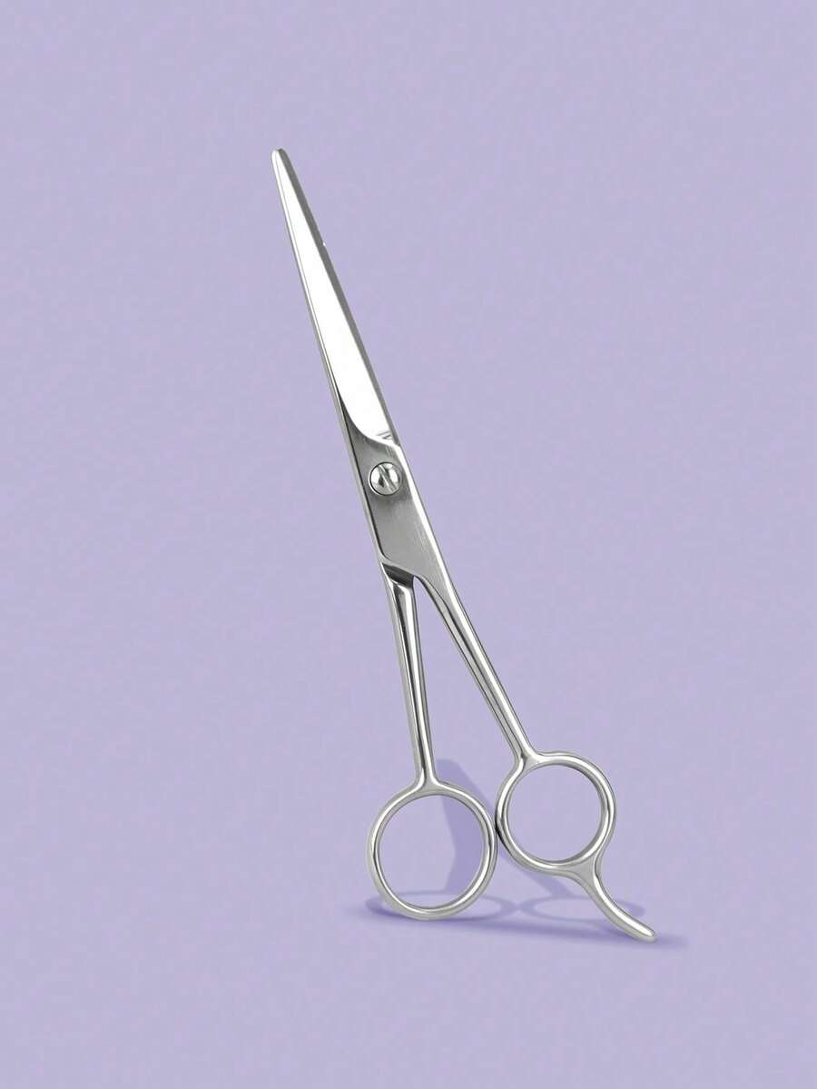 1pc Right-Handed Hair Cutting Scissors, Sharp Blade, Professional Hairdresser Shears, Stainless Steel Hand-Sharpened, Silver/Black - Silver - View 1