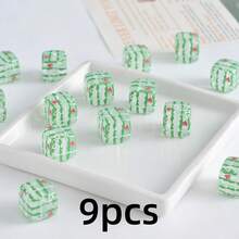 9pcs Fruit Pattern Acrylic Square Beads, DIY Handmade Beading Material - Bracelet Necklace Jewelry Making Accessories, Bag Pendant Decorative Beads - Multicolor - View 3