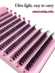 Miss Wink 80/140/200pcs 40D Soft Curly False Eyelashes, 8-16mm Mixed Length, 4/7/10 Rows, 0.07mm Diameter, Lightweight 3D Effect, Create Natural To Voluminous Makeup Look, Suitable For Daily Wear Or Special Occasions - D - View 2