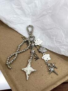 Y2K Star Chain Bag Charm, Colorful Star Pendant Beaded Keychain, Personalized Metal Chain Tassel Handbag Decorative Accessory - Multicolor - View 11