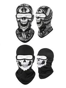 1/2pcs 3D Skull Face Mask, Unisex Full Face Mask For Skiing, Hiking, Cycling, Party And Holiday Costume Fashion Item - A - View 13