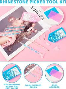 Handmade 5D Diamond Brush Set (Including Clay And Multi-Tip Pen Tip) - Suitable For Hobbyists, Nail Art Embellishment Tools - A - View 4