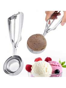 Stainless Steel Ice Cream Scoop 6 Cm With Release Mechanism, 23 Cm Large Portioning Spoon With Ergonomic Handle, Easy Clean Serving Tool For Ice Cream, Rice, Mashed Potatoes, Cookie Dough, Melon And Everyday Kitchen Use - Silver - View 7
