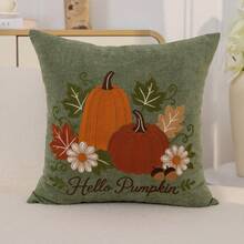 1件感恩節綠色南瓜楓葉花卉刺繡枕套,感恩節 Hello Pumpkin 刺繡枕套,適合室內裝飾,感恩節裝飾,四季通用枕套,不含枕芯 - 綠色 - 查看 11