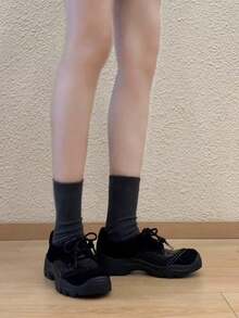 女款設計導向功能性芭蕾運動鞋，2025新款厚底瑪麗珍鞋 - 黑色 - 查看 4
