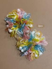 2pcs Minimalist Elegant Colorful Sweet Style Hair Scrunchies Suitable For Daily Hair Accessories - Multicolor - View 8