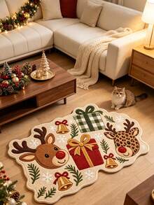 1件裝鹿圖案禮物地毯 歡迎墊 地毯 地墊 戶外門墊 廚房地毯 家居裝飾 玄關門墊 區域地毯 戶外墊 花園地毯 可機洗地毯 聖誕禮物 - 彩色 - 查看 3