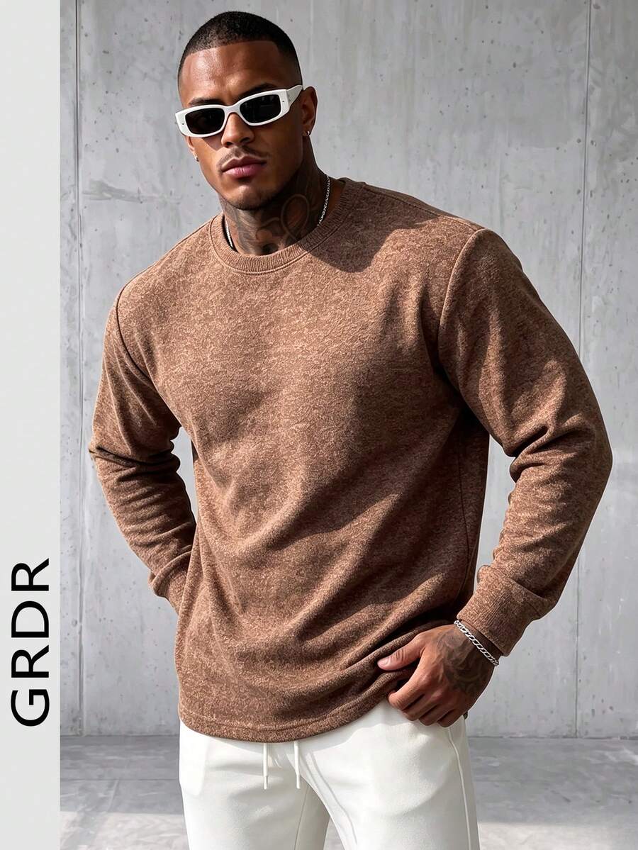 GRDR Men's Casual Long Sleeve, Versatile For Daily Wear, Suitable For Autumn/Winter Outings - Brown - View 1