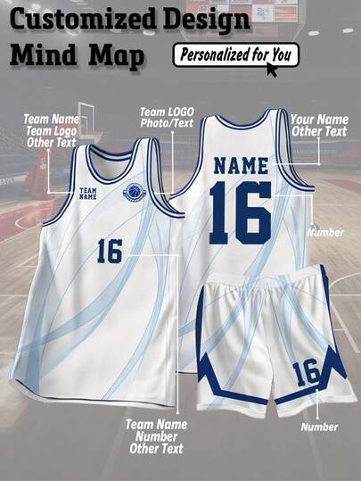 2pcs Customized Men's Basketball Jersey Set, Personalized Basketball Uniform With Name, Number, Logo, Sleeveless Tank Top And Shorts, Team Sports Apparel, Gift For Friends