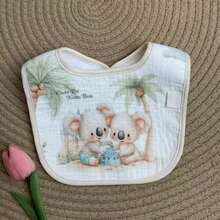 5pcs Cartoon Print Baby Bibs For Newborns, 3pcs Soft Absorbent Teething Bibs For Baby Boys And Girls - Light Khaki - View 4