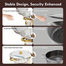 LAISONWARE 2/4/6pcs 5QT Stainless Steel Round Buffet Chafing Dish Set, Suitable For Buffet, Home Party, Christmas Gathering, Catering Events, Complete Buffet Warming Tray Set, Suitable For Cooking, Holiday Theme, Food, No Power Required, Essential For Holiday Buffet - Multicolor - View 8