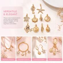 1pc 18K Gold Plated Marine Life Ocean Animals Charms Cubic Zirconia Pendants Starfish Seahorse Shell Turtle For DIY Necklace Jewelry Making - Gold - View 6