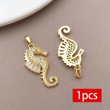 1pc 18K Gold Plated Marine Life Ocean Animals Charms Cubic Zirconia Pendants Starfish Seahorse Shell Turtle For DIY Necklace Jewelry Making - Gold - View 20