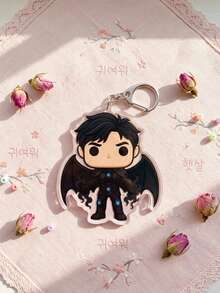 1Pc/4Pcs The Night Court Bat Boys & Feyre Crylic Keychains, Book‑Tok Fantasy Backpack Charms, Book Lover Collectible Gifts - Multicolor - View 6