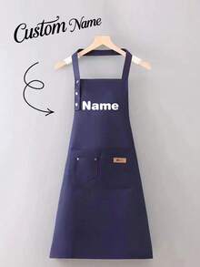 Customizable Name Apron - Durable And Comfortable Neutral Kitchen Workwear, Easy To Care For, Practical Design With Pockets And Adjustable Shoulder Straps, Perfect For Cooking Enthusiasts - Multicolor - View 13