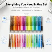 24pcs/Set Vibrant Erasable Colorful Gel Pen Set, Ergonomic Soft Grip Temperature Sensitive Ink Pens, Suitable For Notebooks, Planners, Handwriting - Color Style Randomized - View 3