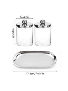 Clear Acrylic Bathroom Storage Jars With Gold Lid And Tray, Cotton Ball Holder, Cotton Swab Holder, Countertop Vanity Organizer, 3-Piece Set - Multicolor - View 14