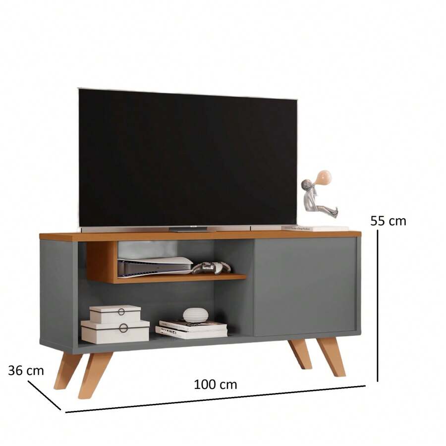 Rack p/ tv até 43 P Aparador Buffet 1 Porta Hellen Pés Palito Nicho Cores