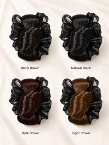 topshiny 1pc Fluffy Messy Bun Hair Extension With Claw Clip, Butterfly Mesh Bun Hair Piece, Voluminous Low Bun Updo Wig For Women - Multicolor - View 2