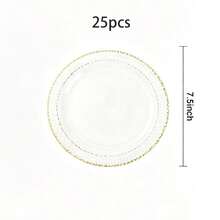 50/25/1pc Transparent Hammered Texture Double Gold Rim Plates, Transparent Bottom With Gold Rim, Elegant Dessert Plate, Pasta Plate, Pizza Plate, Cake Plate, Salad Plate, 7.5 Inch/10.25 Inch Size, Reusable And Easy To Clean, Suitable For Outdoor, Party, Birthday, Wedding And Holiday Gatherings - Transparent Gold Edge - View 15
