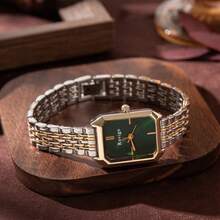 1pc New Luxury Steel Band Women's Watch, Fashionable Minimalist Square Quartz Wristwatch For Female Students, Perfect Gift For Women - Gold - View 2