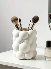 White Cloud Bubble Makeup Brush Holder, Cute 3D Spherical Storage Cup, Decorative Desktop Cosmetic Organizer, Suitable For Vanity - White - View 8