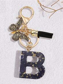 1pc Black Fashion Letter Keychain, Designed For Women's Bags, Exquisite And Compact, With Leopard Butterfly Pattern And Gold Plate 26 Letters A-Z Pendant, Suitable For Girls, Perfect As A Commemorative Gift For Valentine's Day, Teacher's Day And Halloween - Black - View 19