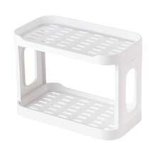 Double-Layer Desktop Storage Rack, Multi-Functional Organizer Shelf Suitable For Kitchen, Bathroom, Vanity And Office Desk, Space-Saving Countertop Storage Device, Suitable For Storing Spices, Cosmetics And Stationery - White - View 8