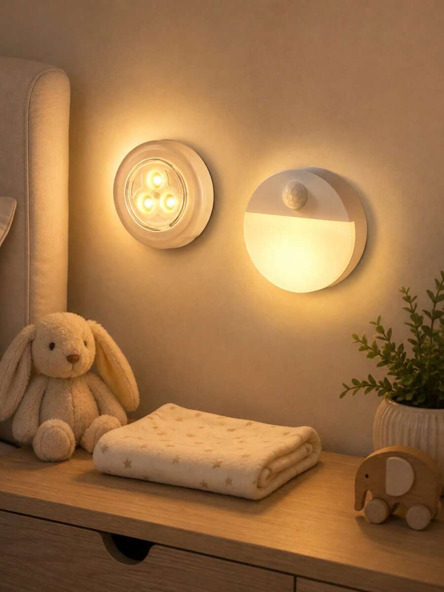 Essential Night Light For Moms, Warm Night Light For Baby Room, Guarding Baby's Quiet Time, Press-On Night Light, Suitable For Cabinets/Wardrobes/Anywhere - Multicolor - View 1