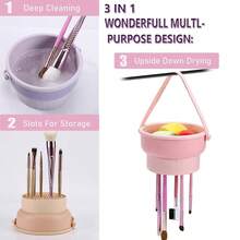 Makeup Brush Cleaning Palette, Foldable Portable Makeup Brush Cleaning Mat, Beauty Brush Cleaning And Drying Tool, Suitable For Makeup Brushes, Puffs And Sponges, Quick Makeup Tool Dry Cleaning Box, - Drying Basket - View 4