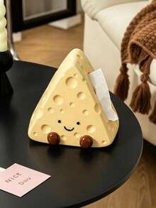 Cute Cartoon Cheese Tissue Box Holder, Cheese Shaped Napkin Dispenser, Desktop Home Decor Storage Ornament - Multicolor - View 1