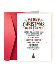 OBOVAY 1pc Funny Christmas Greeting Card, Merry Christmas Card For Friends, Humorous Friendship Holiday Card, Dedicated To Best Friend - A - View 2
