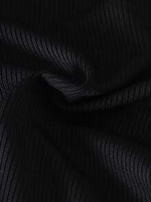 Set 2pcs Baju Rajut Lengan Panjang Bergaris untuk Bayi Perempuan & Rok Pita Kotak-kotak, Lucu untuk Musim Semi/Gugur - Hitam - View 4