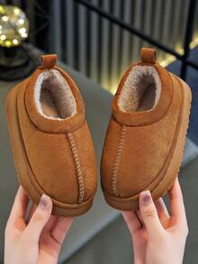 Children's Snow Boots Autumn/Winter New Style Indoor/Outdoor Wearable Fuzzy Shoes Soft Sole Fashion Minimalist - Brown - View 7