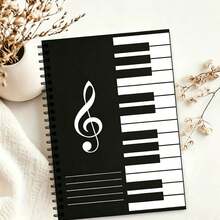 1 Spiral Notebook, Cover Printed With Musical Notes And Piano Keys, 50/100 Lined Pages, Perfect For Recording Musical Notes, Composing And Note-Taking. A Thoughtful Gift For Music Students And Piano Enthusiasts. - Multicolor - View 1