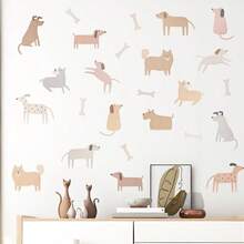 1set Cute Dog Wall Decals, Self-Adhesive Stickers, Suitable For Home Decoration, Room Decoration, Wall Decoration, Made Of PVC Waterproof Material, Removable - Self-adhesive - View 1