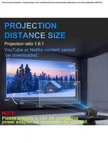 4K 便攜式投影機，WiFi 6 藍牙 5.0 智慧家庭劇院投影機，原生 720P HD 影片投影機，具備自動梯形校正，支援無線螢幕鏡像，相容 iOS Android 手機與電視棒，適用於臥室、客廳、派對 - 黑色 - 查看 8