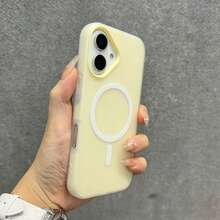 夏季清新色果凍感 2 合 1 磁吸手機殼，相容 iPhone 16 17 16e 17e，磨砂手感防摔硬殼，相容 iPhone 15 14 13 11 16 Pro Max 17 Pro Max 12 - 淺黃色 - 查看 8