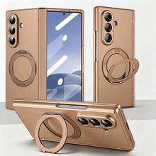 VIETAO Portable 360-Degree Rotating Invisible Phone Mount Wireless Charging Protective Mobile Phone Case Compatible With Samsung Galaxy Z Fold 8 Ultra 7 6 5 4 Tempered Glass Screen Protector Flip Phone Cover - Gold - View 10