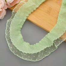 1# Double Layer Pleated Polka Dot Lace Mesh 5.5cm Women's Fabric Art Lace Ribbon Silk DIY Gift Wrapping Material - Multicolor - View 10