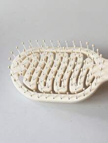 2pcs/1pc Mini Ivory Hollow Portable Styling Hair Brush, Salon Beauty Travel Essential Hair Comb Tool Accessory, Unisex, Suitable For Dry And Wet Hair, Multi-Functional Detangling Brush, Suitable For All Hair Types - Multicolor - View 4