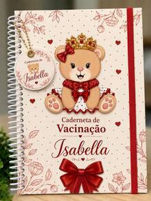 Caderneta de Vacina tema ursinha nome Isabella - A5 - Visão 1