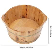 YUNRUX Wooden Foot Soak Basin, Foot Bath Bucket, Round Foot Bath Tub - 棕色 - 查看 2