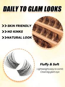 120 قطعة رموش صناعية عنقودية D Curl قابلة لإعادة الاستخدام، طبيعية، ناعمة ومريحة، سهلة الارتداء، مناسبة للاستخدام اليومي، لتمديد الرموش DIY - D - مشاهدة 3