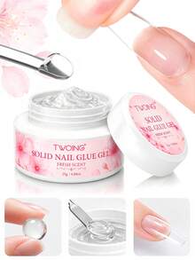 TWOING 25g Fresh Scent Solid Nail Gel, Strong Hold Transparent Gel, Suitable For Press-On Nails, Fake Nail Tips And Rhinestones, Long-Lasting UV/LED Nail Gel, Home Use - 25g - View 2