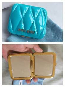 Miu Miu Mini Pocket Makeup Mirror, Portable Handheld Makeup Mirror, Women's Holiday Gift MIUMIU-GIFT-4 MIUMIU-GIFT-12 MIUMIU-GIFT-5 - Baby Blue - View 4