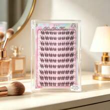 80 Clusters Jade-Faced Fox Oblique Flying False Eyelashes, Segmented Fox Eye Tail Lengthening, Glue-Free Natural Lash Clusters, Travel & Festival, Eyelash - C - View 8