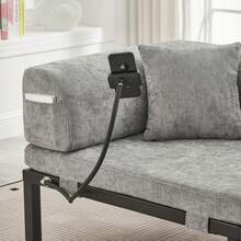 Solid Wood Folding Sofa Bed – Multifunctional Single Pull-Out Bed - LIGHT GREY - 淺灰色 - 查看 6