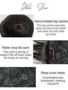 Men's Topper Hairpiece Real Human Hair Clip In Hair Pieces For Covering White Loss Hair Toupee 16x18cm Machine Made Natural Hair Style - Natural Black - View 4