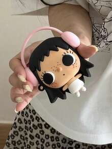 Cute 3D Cartoon Girl Silicone Earphone Protective Case, Pink Earphone Shape, Soft Shockproof Anti-Drop Anti-Dust, With Lanyard Hole, Compatible With AirPods 3/4, Pro/Pro 2/Pro 3, Kawaii Earphone Accessory - Multicolor - View 6